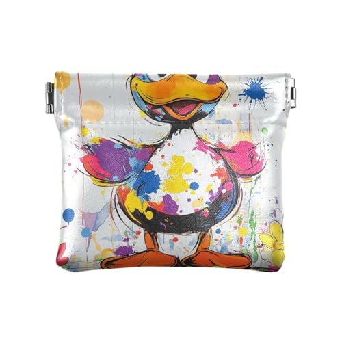 Niedliche Haustier-Ente, bunt, kleine Geldbörse aus Leder, Geldbörse, wasserdicht, Mini-Geldbörse für Männer und Frauen von aidingzhi