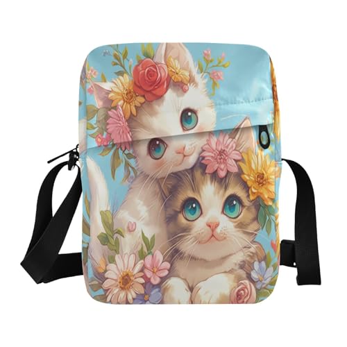 Niedliche Kuriertasche im Vintage-Stil mit Katzenmotiv, für Herren, Umhängetasche, Schultertasche, Handtasche, verstellbarer Riemen für den täglichen Gebrauch im Freien von aidingzhi