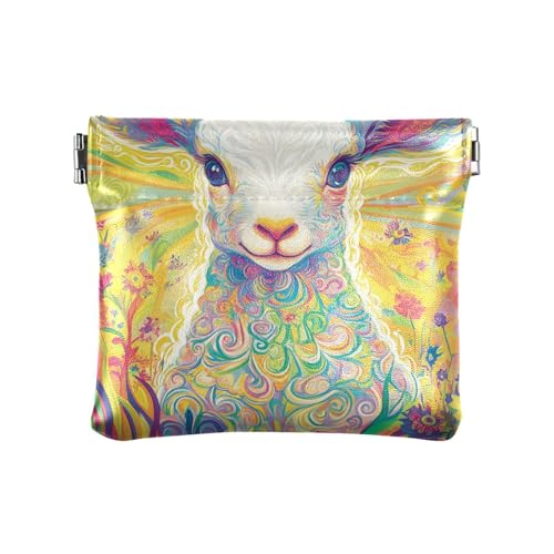 Niedliche bunte Damen-Geldbörse aus Leder, Motiv: Osterlampe, niedlich, Mini-Geldbörse für Männer und Frauen von aidingzhi