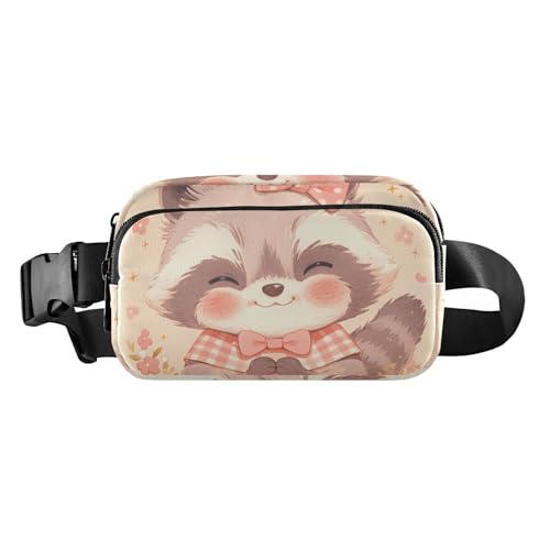 Niedliche einfache Waschbär-Hüfttasche für Damen und Herren, große Kapazität, Croose-Body Geldbörse mit verstellbarem Riemen für Workout, Laufen, Wandern von aidingzhi