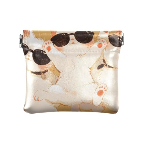 Niedliche weiße Katzen Cartoon Frauen Leder Bargeld Geldbörse Wasserdicht Mini Kleingeld Geldbörse Münzfach für Mädchen Damen Handtasche von aidingzhi