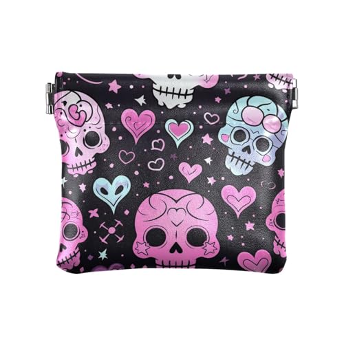 Niedlicher Blumenschädel und Herz, PU-Leder, kleine Münzen, niedlicher Schmuck-Organizer für Mädchen, Frauen, Damen von aidingzhi