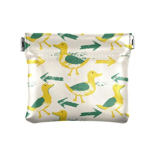 Oliver Jeffers Stil Ente Pfeil Butter Gelb Smaragd PU Leder Kleingeldbörse Praktische Mini Münzbörse Beutel für Mädchen Damen Handtasche von aidingzhi