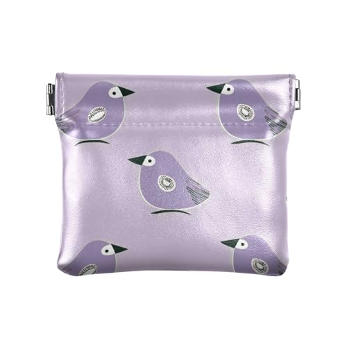 Oliver Jeffers Stil Kiwi Jade Vogel Design Lila Lila Damen Leder Münzgeldbörse ausgefallene Kartenetuis Geld Organizer für Männer Frauen Reisen von aidingzhi