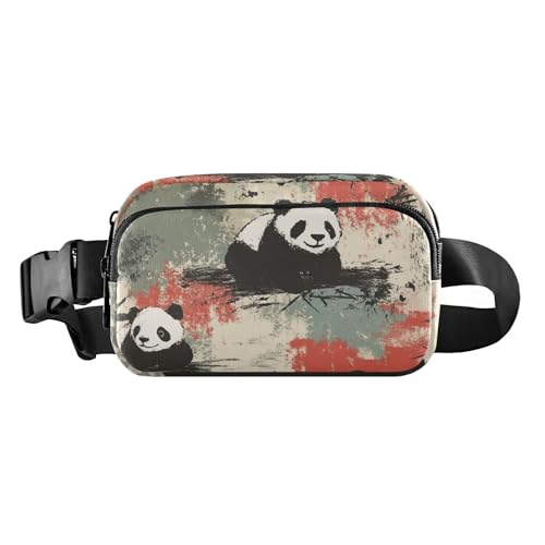 Pandas Gürteltasche für Damen und Herren, rustikaler Stil, wasserdicht, Crossbody-Sporttasche mit verstellbarem Gurt, für Reisen, Laufen, Wandern Pandas Gürteltasche für Damen und Herren, rustikaler Stil, wasserdicht, Crossbody-Sporttasche mit verstellbarem Gurt, für Reisen, Laufen, Wandern von aidingzhi