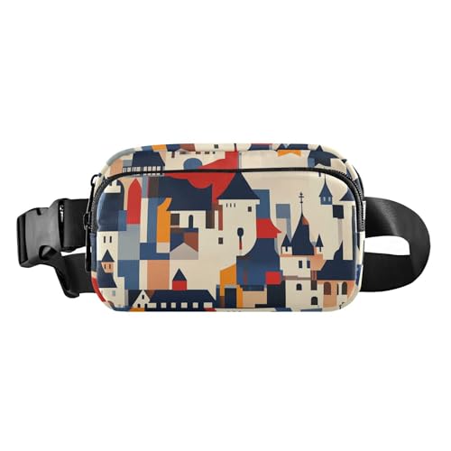 Paris Castel Bauchtasche im geometrischen Stil, niedliche Bauchtasche für Damen, Herren, Teenager, kleine Umhängetasche mit verstellbarem Riemen für Workout, Laufen, Wandern von aidingzhi