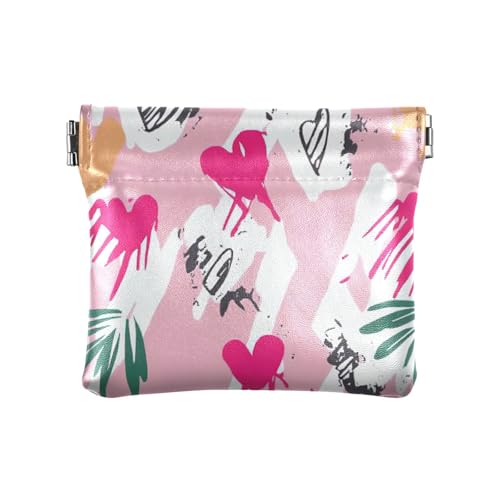 Peach Hearts Doodle Cute Damen Leder Münzgeldbörse Tragbare Make-up-Tasche Wechselgeldbörse für Mädchen Damen Handtasche, Pfirsichherzen, niedlich, Dekoration von aidingzhi