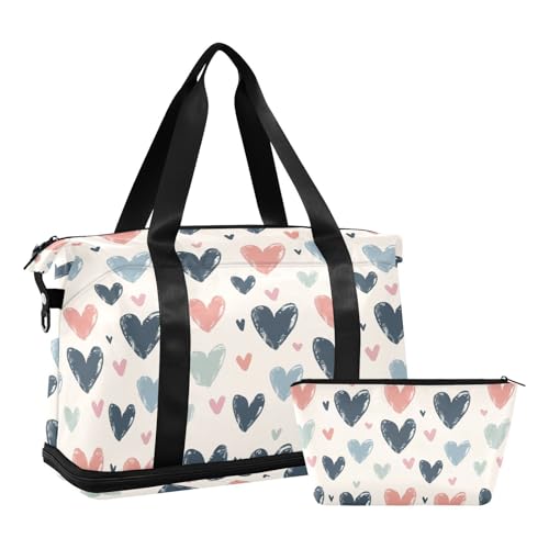 Peronal Item Reise-Handgepäck-Wochenend-Workout mit verstellbarer Falle für Turnbeutel, großes Fassungsvermögen, herzen von aidingzhi
