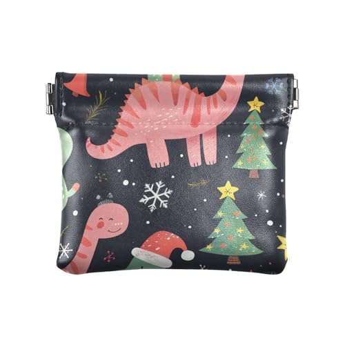 Pfirsich-Dinosaurier-Geschenk für Damen, PU-Leder, Münzgeldbörse, praktische Organisationstaschen für Frauen von aidingzhi