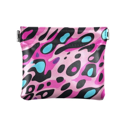 Pfirsichblaue Geldbörse mit Leopardenmuster, PU-Leder, kleine Münzgeldbörse, praktische Geldbörse für Damen von aidingzhi