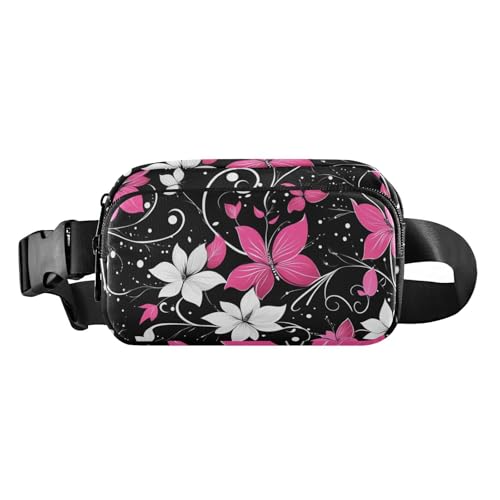 Pfirsichblumen-Gürteltasche mit Schmetterlingsmotiv, für Damen, Herren, Teenager, Mehrzweck-Brusttasche, Gürteltasche mit verstellbarem Gurt, für Radfahren, Wandern, Fitnessstudio von aidingzhi