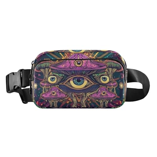 Pilz mit Augen, psychedelische modische Bauchtasche, Hüfttasche für Männer und Frauen, große Kapazität, Crossbody, Sporttasche mit verstellbarem Gurt, für Reisen, Einkaufen, Laufen von aidingzhi