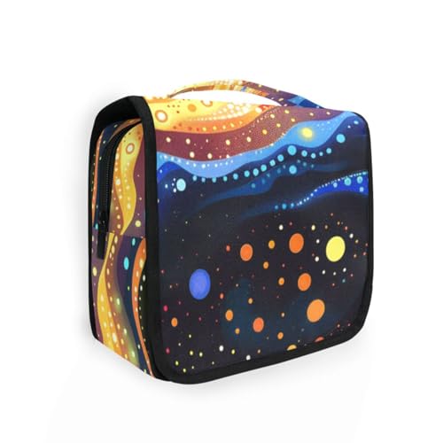 Psychedelic Nights Kulturbeutel mit Haken zum Aufhängen, leichte Kosmetiktasche für Geldbörse mit Fächern und Griff von aidingzhi