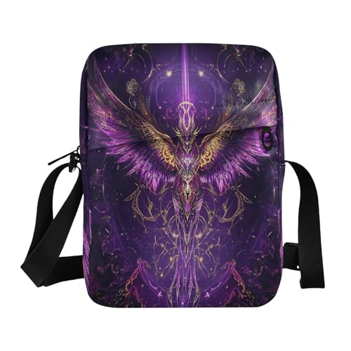 Purple Mysterious Bird Herren-Umhängetasche, Umhängetasche, verstellbarer Riemen, für Schule, Reisen von aidingzhi
