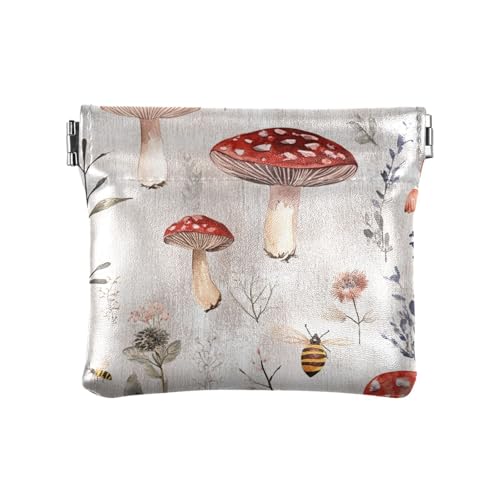 Red Mushrooms Safari Herbst PU Leder Kleingeldbörse Einzigartige Mini-Geldbörse für Damen, Rote Pilze Safari Herbst, Dekoration von aidingzhi