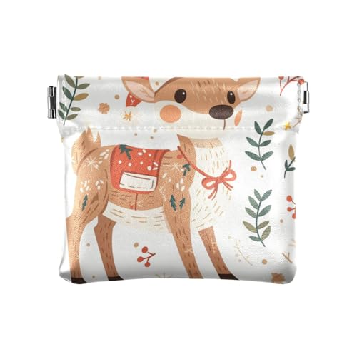 Rentier Weihnachten Safari PU Leder Kleine Münze Tragbare Tasche Geldbörse Make-up Tasche für Männer Frauen Reisen von aidingzhi
