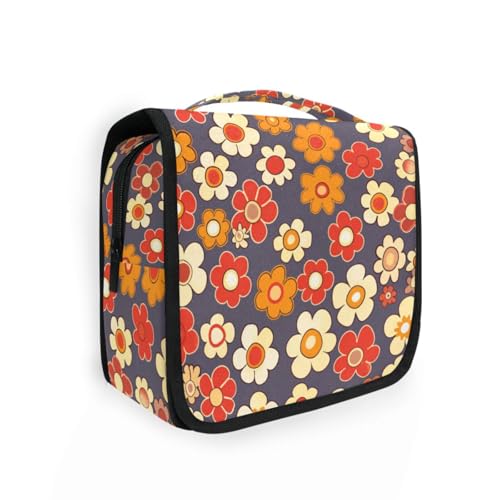Retro-Blumen-Reisetasche mit Aufhängehaken, tragbare Make-up-Tasche für Damen, Reisegröße, Zubehör von aidingzhi