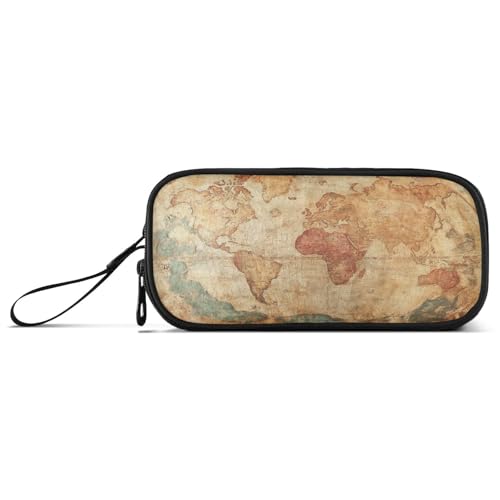 Retro-Federmäppchen aus Nylon mit antiker Karte für Kinder, großes Fassungsvermögen, Federmäppchen für Mädchen, Schreibwaren-Organizer für College-Mädchen von aidingzhi