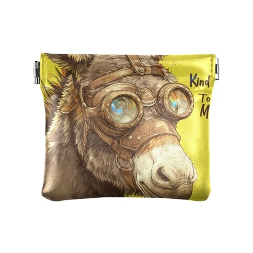 Retro Gelber Donk Damen Leder Münzbörse Niedlich Mini Geldbörse Geldbörse für Mädchen Damen Handtasche von aidingzhi