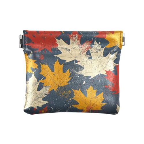 Retro bunte Ahornblätter Frauen PU Leder Münzgeldbörse ausgefallenes Reisezubehör für Frauen Mädchen von aidingzhi