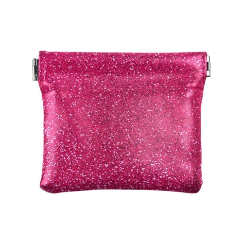 Rose Pfirsich Glitzer Damen Leder Münzbörse Praktische Kleingeld Geldbörse für Männer Frauen Reisen von aidingzhi