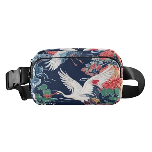 Rote und weiße Kranichblumen-Umhängetasche, Hüfttasche für Damen und Herren, große Kapazität, Reisetasche, unverzichtbar mit verstellbarem Gurt, für Radfahren, Wandern, Fitnessstudio Rote und weiße Kranichblumen-Umhängetasche, Hüfttasche für Damen und Herren, große Kapazität, Reisetasche, unverzichtbar mit verstellbarem Gurt, für Radfahren, Wandern, Fitnessstudio von aidingzhi