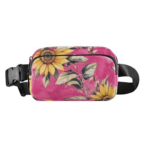 Rustikale Umhängetasche mit Sonnenblumen-Motiv, niedlich, für Damen und Herren, wasserabweisend, mit verstellbarem Gurt, für Reisen, Laufen, Wandern von aidingzhi