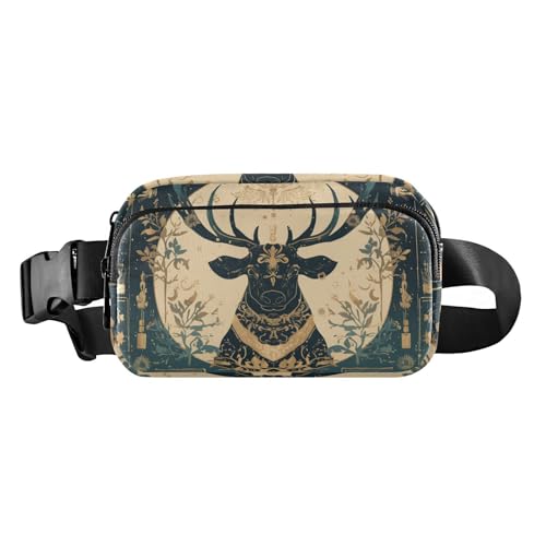 Saiga Gürteltasche im Boho-Stil, modisch, für Damen, Herren, Teenager, große Kapazität, Crossbody-Tasche mit verstellbarem Gurt, für Reisen, Urlaub, Laufen, Schwarz / Gold von aidingzhi