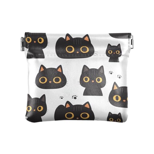 Schlichte, minimalistische Katzen-Geldbörse für Damen, Leder, Geldbörse, ausgefallener Schmuck-Organizer für Frauen und Mädchen, Schwarz Schlichte, minimalistische Katzen-Geldbörse für Damen, Leder, Geldbörse, ausgefallener Schmuck-Organizer für Frauen und Mädchen, Schwarz von aidingzhi