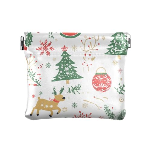 Schlichte Weihnachtsbäume weiße Damen-PU-Leder-Münzgeldbörse, einzigartige Kosmetiktasche für Damen, Einfache Weihnachtsbäume, weiß, Dekoration von aidingzhi