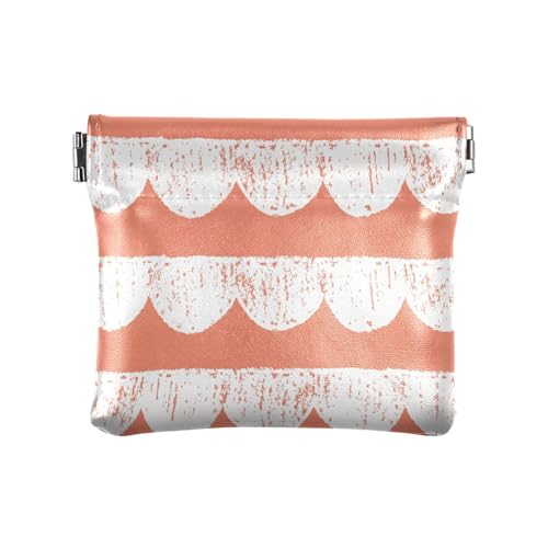 Schlichte geometrische halbrunde Damen-Münzgeldbörse aus Leder, klein, ausgefallener Kartenhalter für Frauen und Mädchen, Orange von aidingzhi