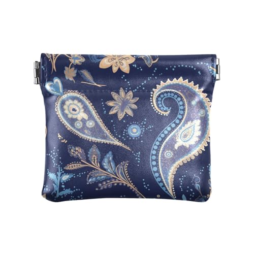 Schlichtes dunkelblaues Paisleymuster für Damen, Leder, Münzgeldbörse, einzigartiger Kartenschlüssel-Organizer für Mädchen, Damen Handtasche Schlichtes dunkelblaues Paisleymuster für Damen, Leder, Münzgeldbörse, einzigartiger Kartenschlüssel-Organizer für Mädchen, Damen Handtasche von aidingzhi