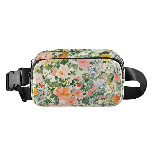 Schöne Gürteltasche mit Frühlingsblumen, Pastellfarben, modische Gürteltasche für Damen und Herren, Mini-Umhängetasche, Gürteltasche mit verstellbarem Riemen für Radfahren, Wandern, Fitnessstudio von aidingzhi