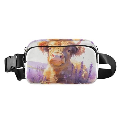 Schöne braune schottische Hochlandrinder mit Lavendel, trendige Bauchtasche für Männer und Frauen, Mehrzweck-Brusttasche, Gürteltasche mit verstellbarem Gurt, für Einkaufen, Sport, Arbeit Schöne braune schottische Hochlandrinder mit Lavendel, trendige Bauchtasche für Männer und Frauen, Mehrzweck-Brusttasche, Gürteltasche mit verstellbarem Gurt, für Einkaufen, Sport, Arbeit von aidingzhi