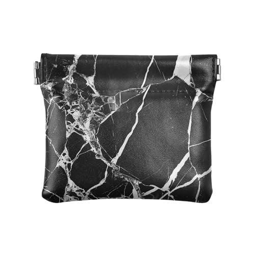 Schwarze Geldbörse aus Leder für Damen und Herren, mit Marmor, tragbar, Mini-Geldbörse für Kleingeld, Münzfach für Mädchen und Damen von aidingzhi