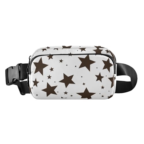 Schwarze und weiße Illustration Design Sterne Braun modische Bauchtasche für Damen und Herren, Mehrzweck-Crossbody-Sporttasche mit verstellbarem Riemen für Reisen, Fitnessstudio, Arbeit von aidingzhi