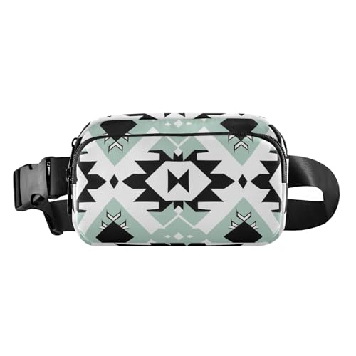 Schwarze und weiße Illustrations-Design, Azteken-Minze, trendige Hüfttasche, Bauchtasche für Damen, Herren, Teenager, große Kapazität, Crossbody, Sporttasche mit verstellbarem Gurt, für Reisen von aidingzhi