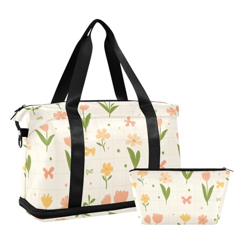Seesäcke, Handgepäcktasche, für persönliche Gegenstände, Sport, Fitnessstudio, Tragetasche mit Kulturbeutel für Trekking, wasserdicht, Frische kleine Blumen Seesäcke, Handgepäcktasche, für persönliche Gegenstände, Sport, Fitnessstudio, Tragetasche mit Kulturbeutel für Trekking, wasserdicht, Frische kleine Blumen von aidingzhi