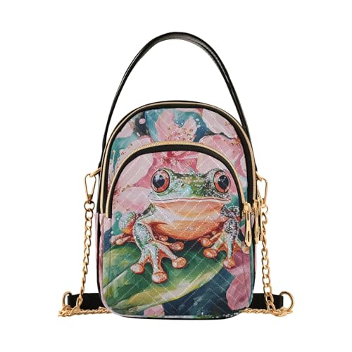 Simple Shining Jewelry Frosch trendige Bauchtasche für Damen, Umhängetasche mit mehreren Taschen, Handtasche für Damen zum Laufen von aidingzhi