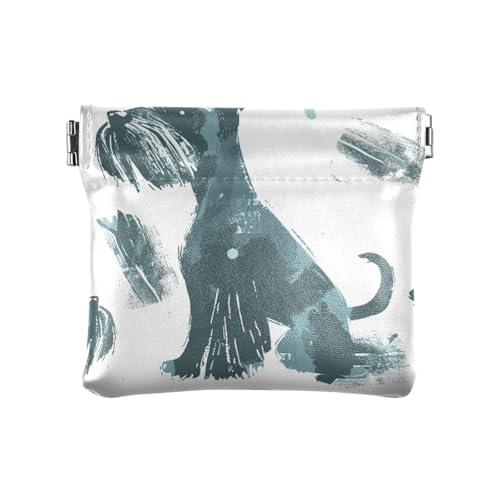 Simple Sketch Green Dog PU Leather Change Purse Waterproof Clasp Wallet Card Holder for Girls Ladies Handbag von aidingzhi