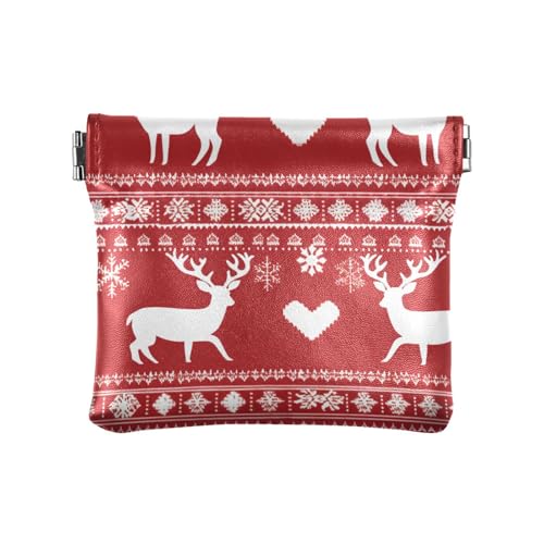 Skandinavisches Weihnachts-Hirsch-rote Schneeflocke, Damen-Geldbörse aus Leder, ausgefallene persönliche Gegenstände, Organizer für Frauen und Mädchen von aidingzhi