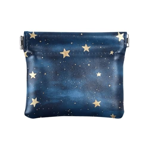 Sky and Stars Moderne Damen-Geldbörse aus Leder, niedlicher Kleingeldhalter, Kartenorganizer für Männer und Frauen, Himmel und Sterne modern, Dekoration von aidingzhi