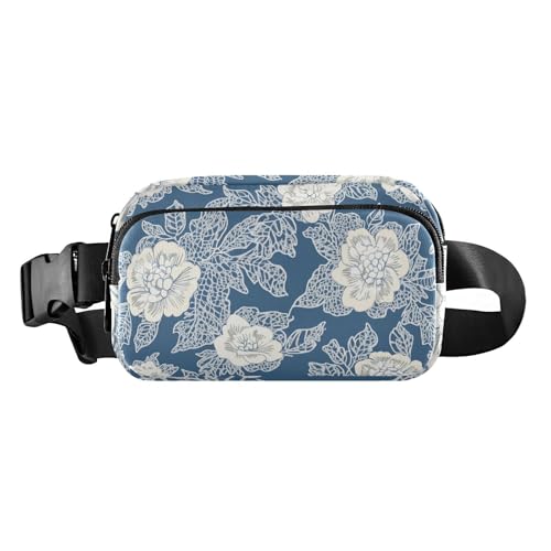 Stilvolle Bauchtasche für Damen und Herren, blaue und weiße Spitzen-Blumen, wasserdichte Umhängetasche mit verstellbarem Riemen für Workout, Laufen, Wandern Stilvolle Bauchtasche für Damen und Herren, blaue und weiße Spitzen-Blumen, wasserdichte Umhängetasche mit verstellbarem Riemen für Workout, Laufen, Wandern von aidingzhi