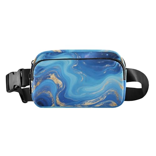 Stilvolle Bauchtasche für Damen und Herren, mit Marmorstruktur, wasserabweisend, mit verstellbarem Gurt, für Reisen, Fitnessstudio, Arbeit, Blau und Gold Stilvolle Bauchtasche für Damen und Herren, mit Marmorstruktur, wasserabweisend, mit verstellbarem Gurt, für Reisen, Fitnessstudio, Arbeit, Blau und Gold von aidingzhi