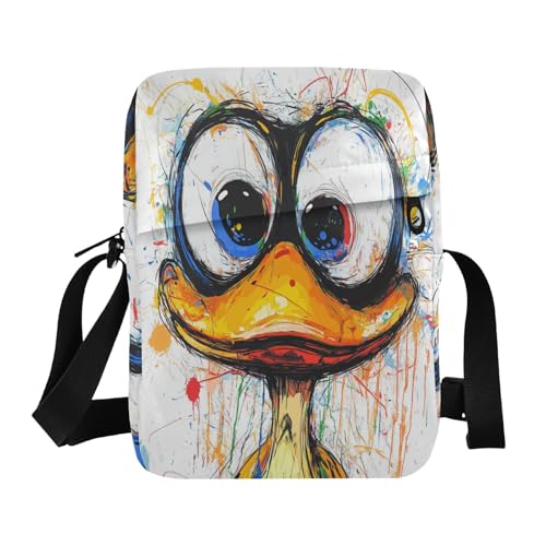 Süße Art Duck Doodle Messenger Bag Crossbody Bag Herren Damen Crossbody Geldbörse Verstellbarer Riemen für Outdoor Alltag Outdoor Alltag von aidingzhi