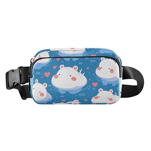 Süße Cartoon-Blaue Nilpferd-Gürteltasche für Damen, Herren, Teenager, kleine Crossbody-Sporttasche mit verstellbarem Riemen für Shopping, Sport, Arbeit Süße Cartoon-Blaue Nilpferd-Gürteltasche für Damen, Herren, Teenager, kleine Crossbody-Sporttasche mit verstellbarem Riemen für Shopping, Sport, Arbeit von aidingzhi