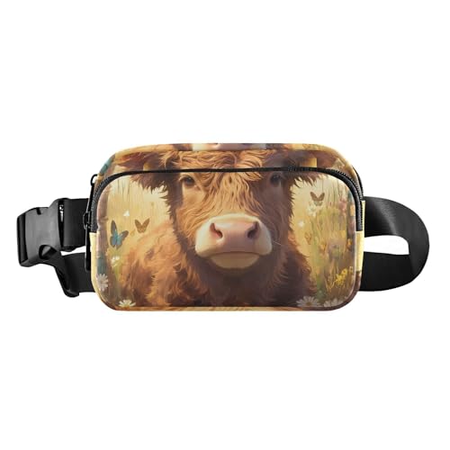 Süße Cartoon-Umhängetasche mit schottischem Kuh-Design, für Herren und Damen, wasserabweisend, mit verstellbarem Riemen, für Shopping, Sport, Arbeit Süße Cartoon-Umhängetasche mit schottischem Kuh-Design, für Herren und Damen, wasserabweisend, mit verstellbarem Riemen, für Shopping, Sport, Arbeit von aidingzhi