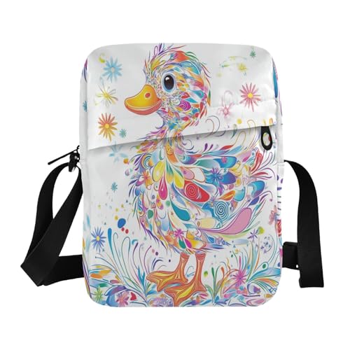 Süße Haustier-Ente bunte Herren-Umhängetasche, Umhängetasche, verstellbarer Riemen, für den täglichen Gebrauch im Freien von aidingzhi
