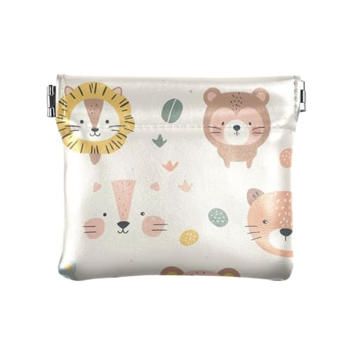 Süße Tiergesichter Damen PU-Leder Münzbörse praktisches Reisezubehör für Frauen Mädchen, Niedliche Tiergesichter, Dekoration von aidingzhi