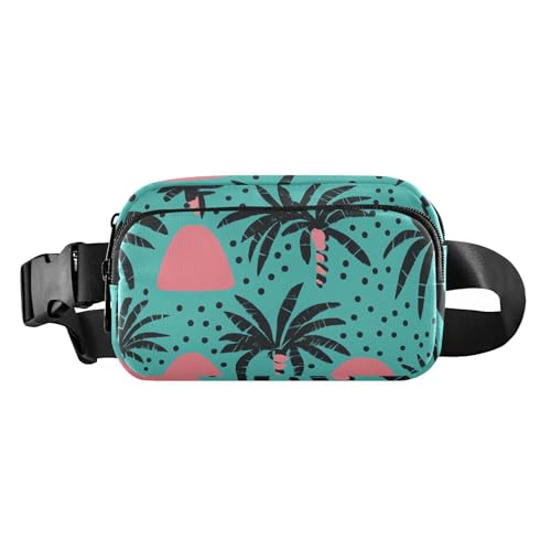 Süße Umhängetasche für Herren und Damen, Motiv: Sommerpalme, Grün, mit verstellbarem Gurt, für Radfahren, Wandern, Fitnessstudio von aidingzhi